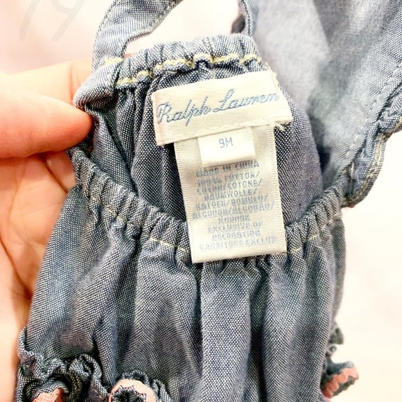 Ralph Lauren Blue Romper with Ruffles - Size 9M - Picture 4 of 4